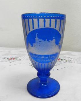 Modrý lázeňský Pohár Teplitz Teplice Modrý lázeňský Pohár Teplitz Teplice